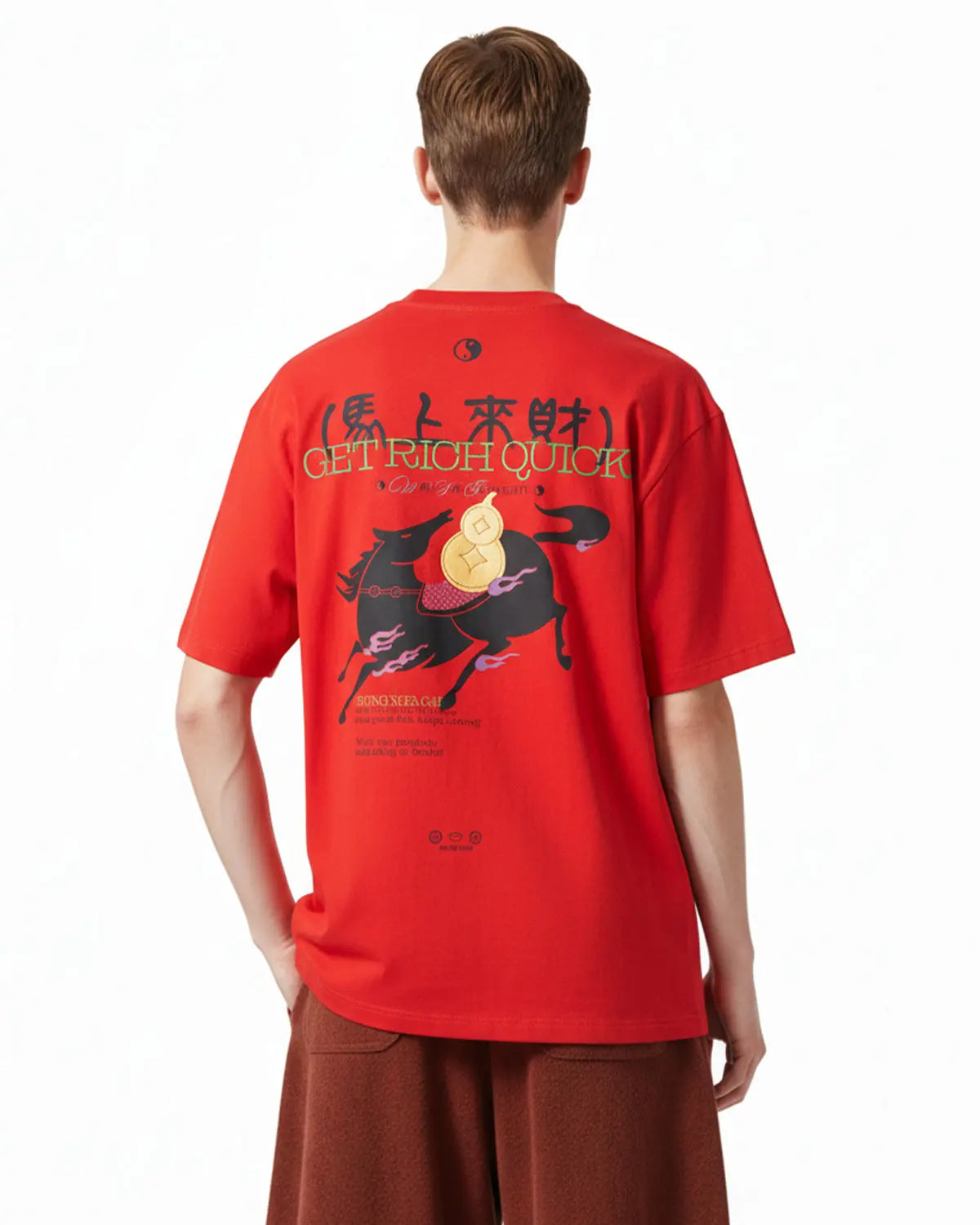 Inflation Streetwear Fortune Incoming T-shirt featuring bold graphic design in black and white, casual streetwear style.