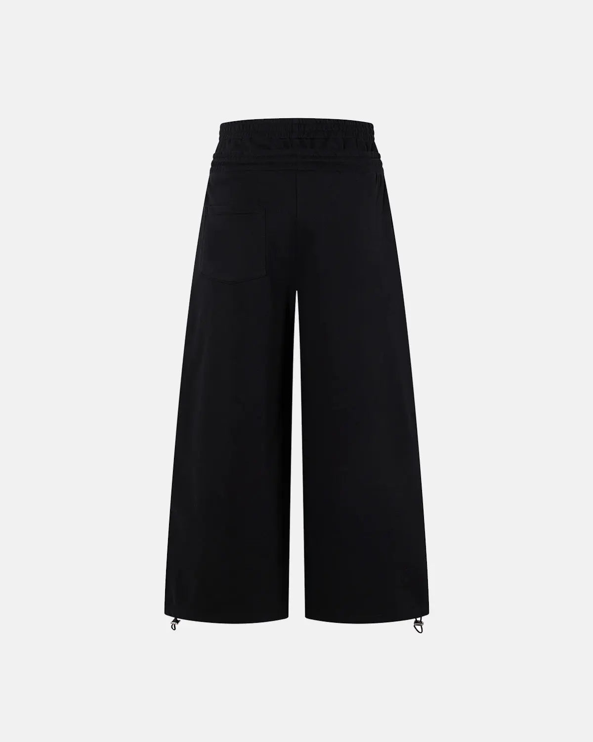 Inflation streetwear layered waist baggy wide-leg sweatpants with a relaxed fit and drawstring waist, shown on a model.