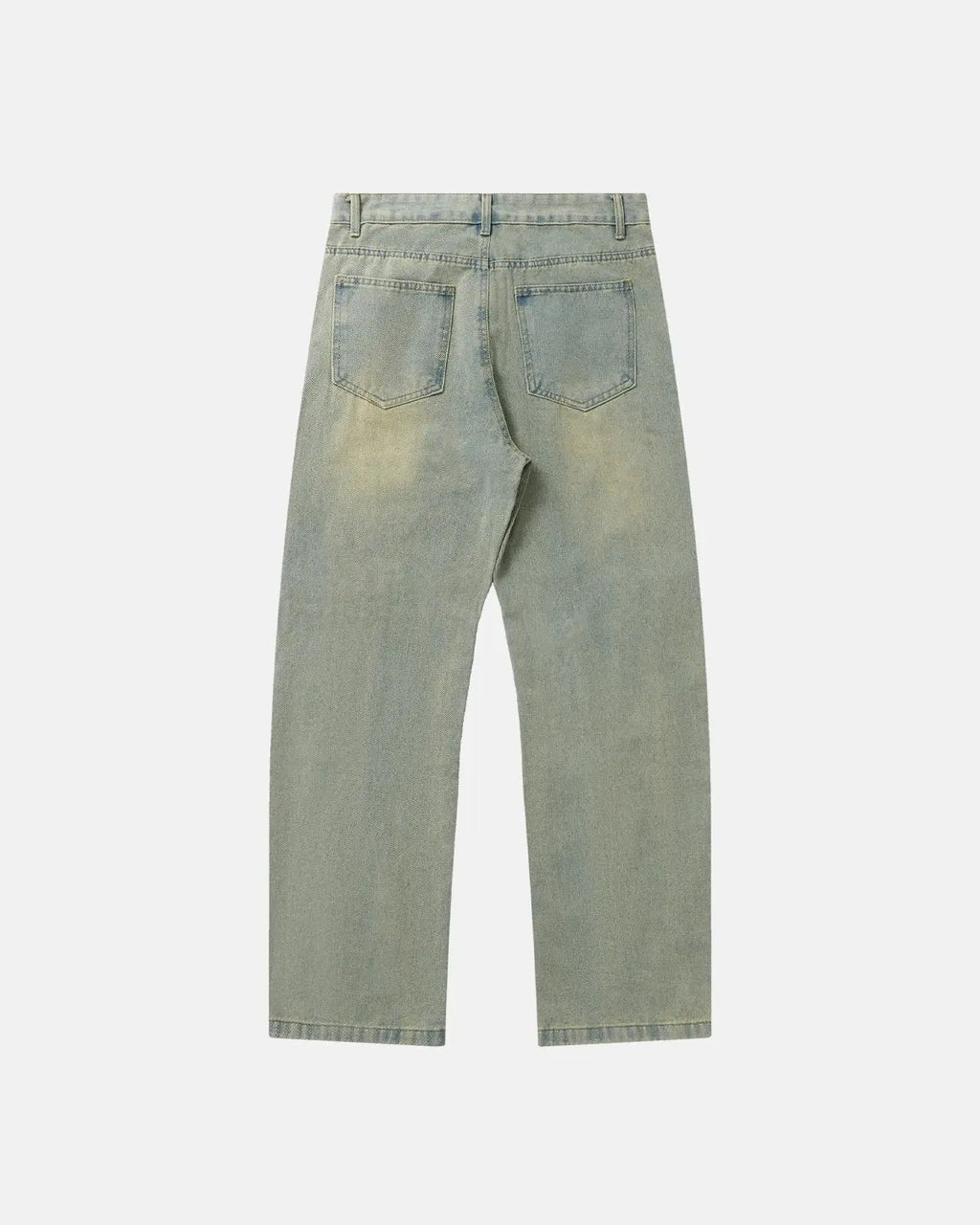 Vintage Washed Baggy Jeans by INFLATION, showing distressed denim fabric and relaxed fit with faded wash and casual style.