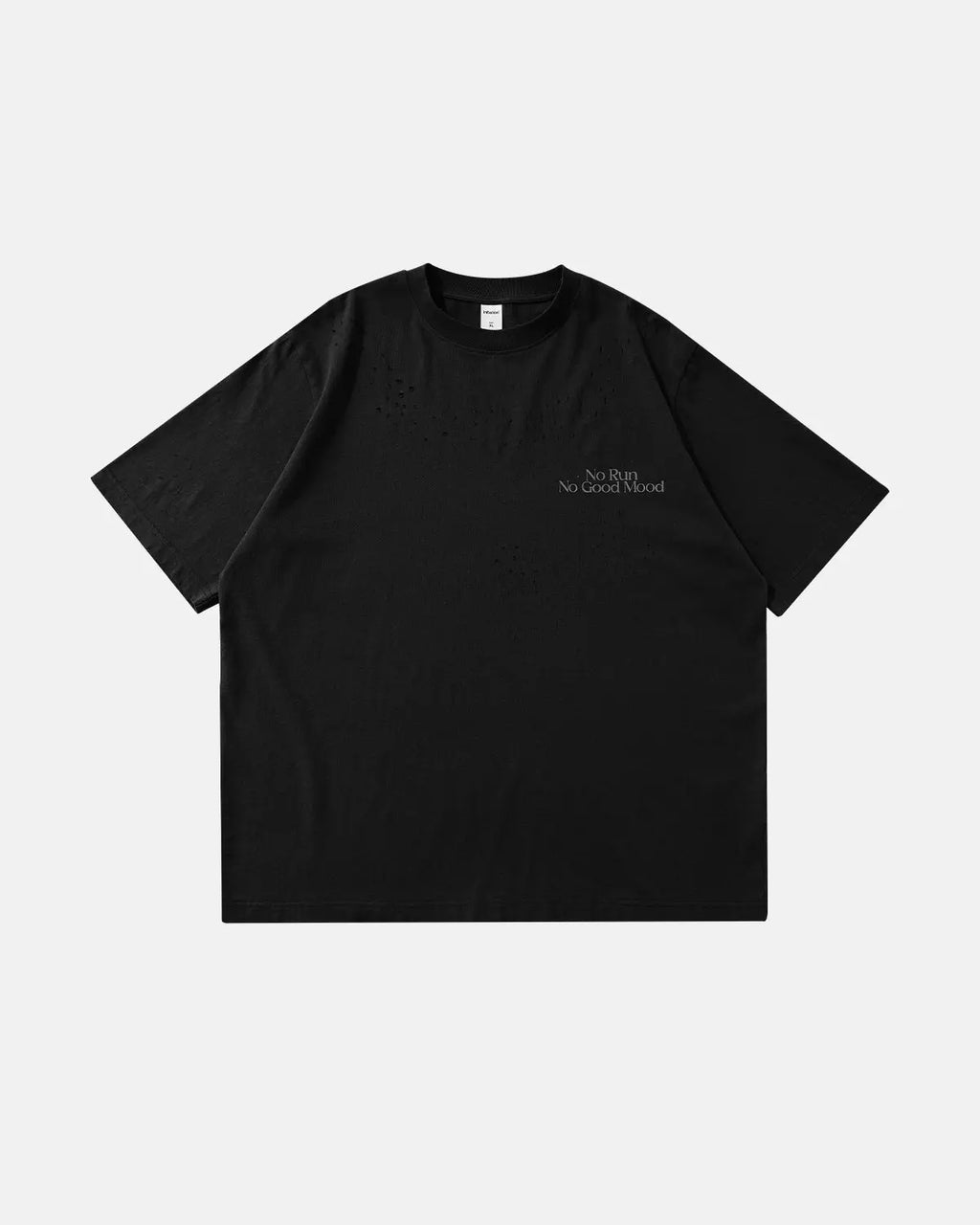 Gray distressed reflective washed T-shirt from Inflation Streetwear featuring a relaxed fit and vintage style.