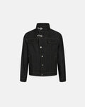 Inflation Metal Toggle Raw Denim Jacket with metal buttons and classic streetwear style, shown on a mannequin.
