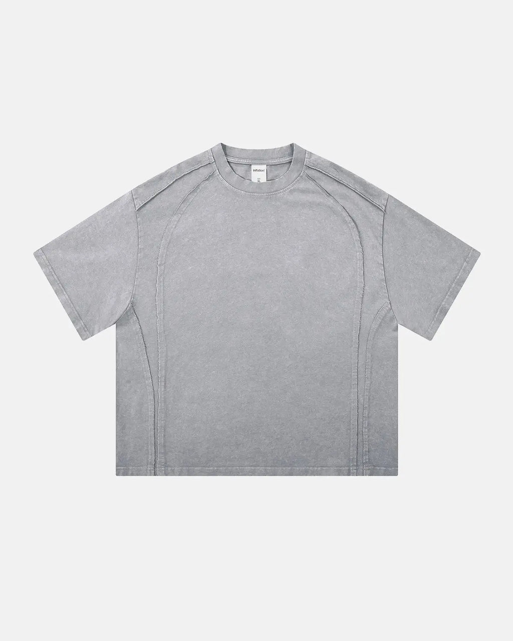 Acid wash boxy fit T-shirt by INFLATION featuring a relaxed streetwear style and trendy distressed fabric.