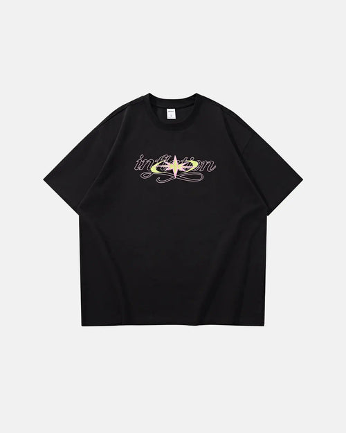 Cotton T-shirt from Inflation Streetwear featuring a "Money on the Way" graphic design in black and white.