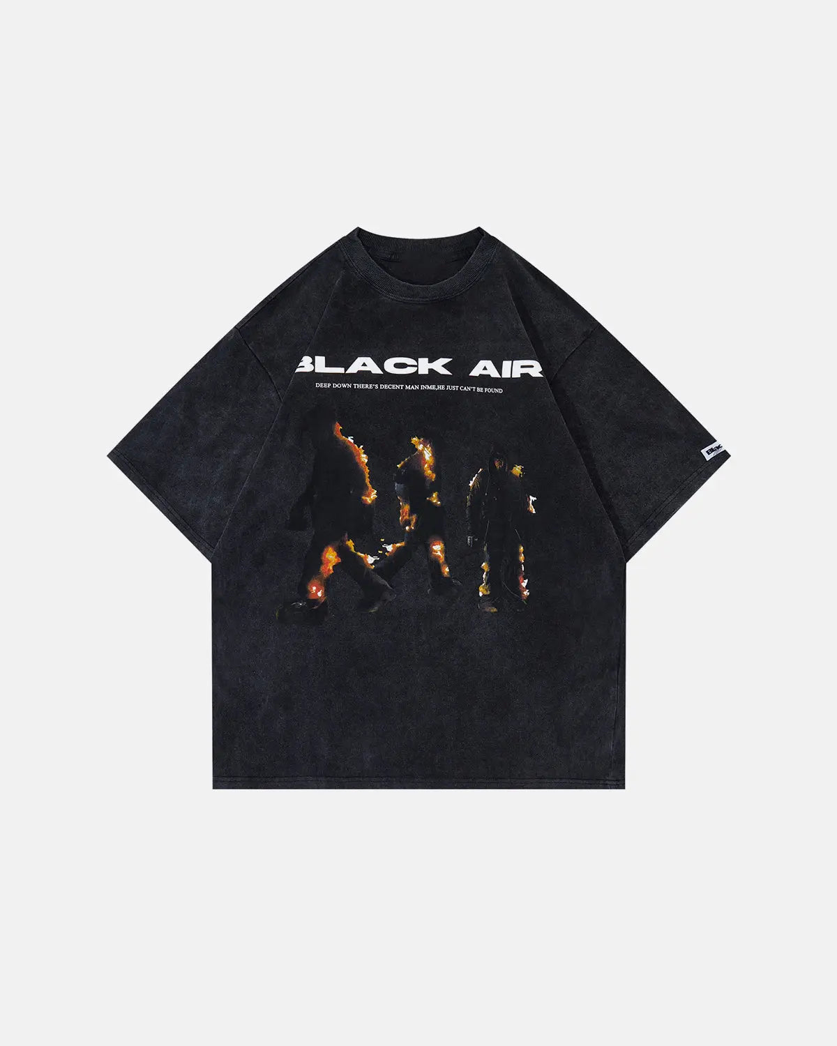 Washed graphic oversized T-shirt by INFLATION featuring bold streetwear design and relaxed fit, displayed on a plain background.