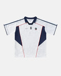 Inflation Streetwear Color Block Graphic Jersey Tee featuring bold color blocks and graphic design on a casual t-shirt.