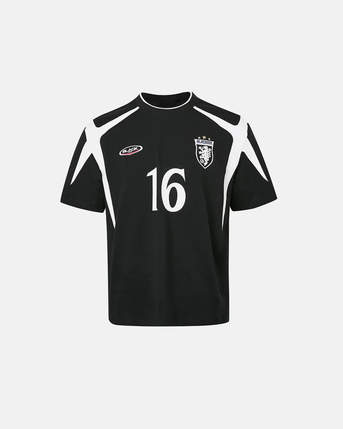 Inflation Retro Color Block Embroidered Jersey T-Shirt featuring bold color blocks and intricate embroidery details.
