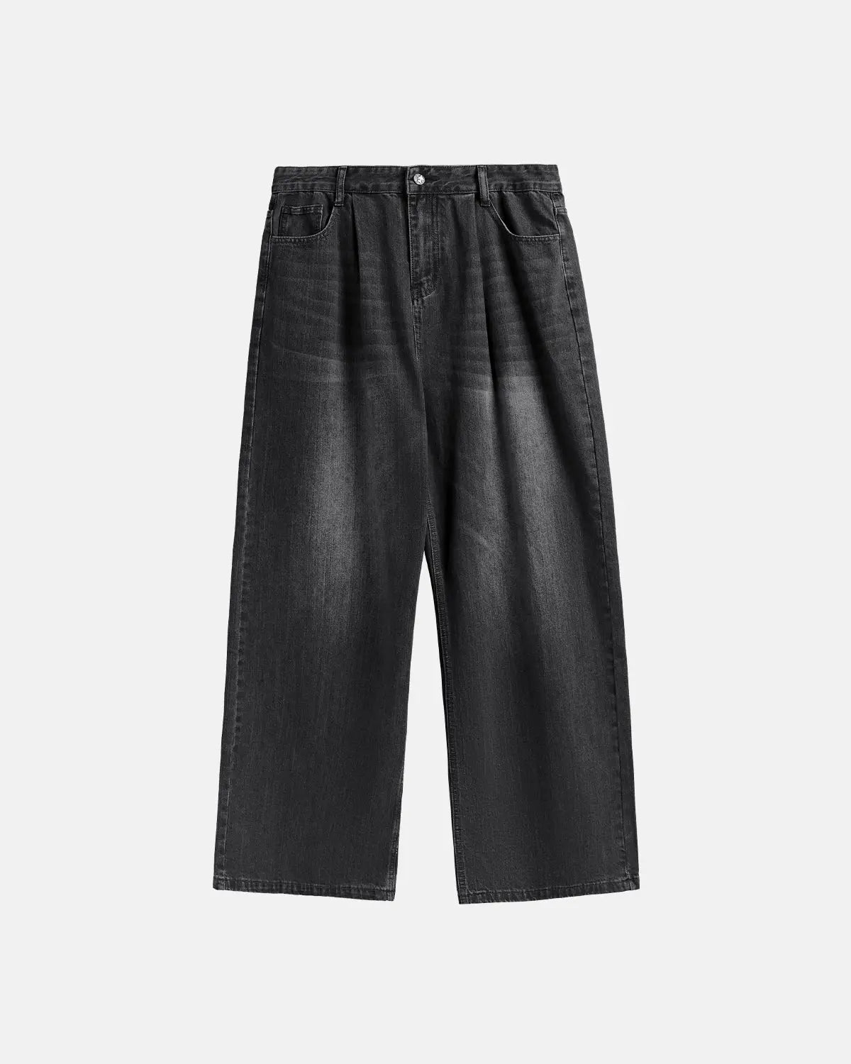 Inflation Chill wide leg denim pants featuring relaxed fit and classic blue denim for streetwear style.