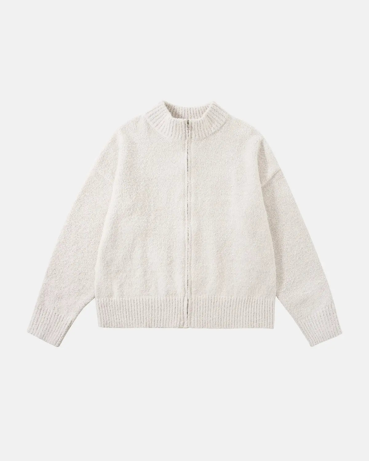 Inflation Streetwear Old Money Style knit zip-up sweater in earthy tones, featuring a classic ribbed collar and comfortable fit.