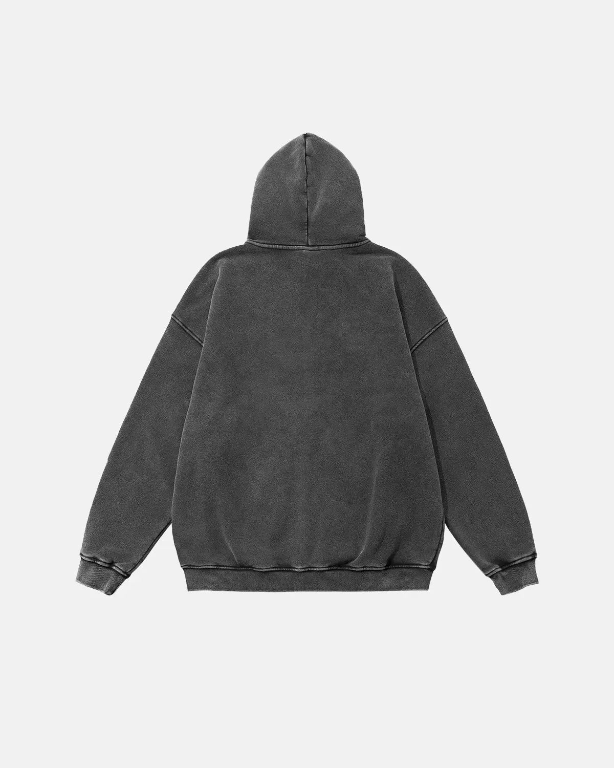 Inflation Streetwear acid washed fleece zip-up hoodie with hood and front pockets, casual streetwear style.