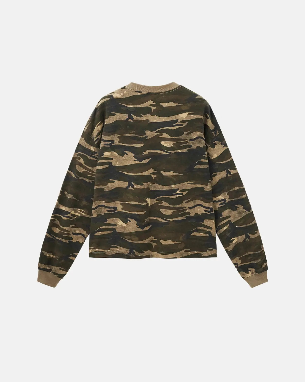 Boxy khaki camo T-shirt by INFLATION, casual streetwear style with a relaxed fit and camouflage pattern.