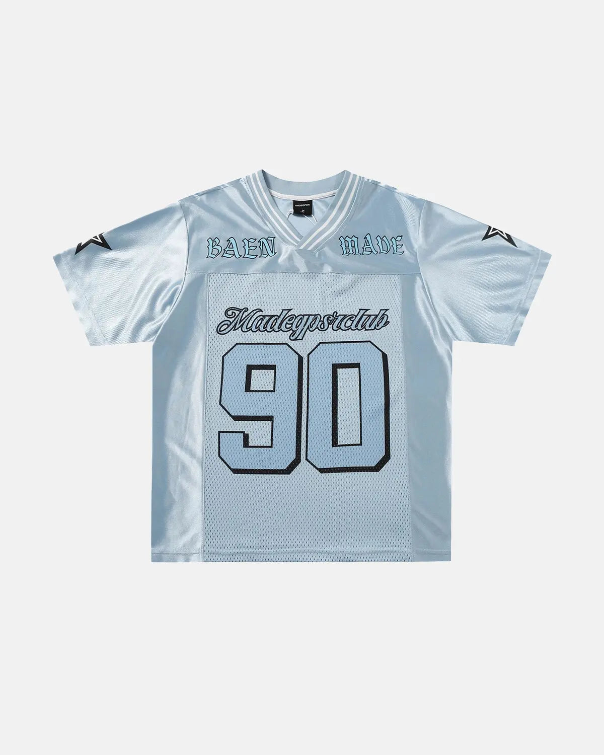 Inflation Streetwear mesh patchwork oversized jersey in black and white with a relaxed fit and bold design.