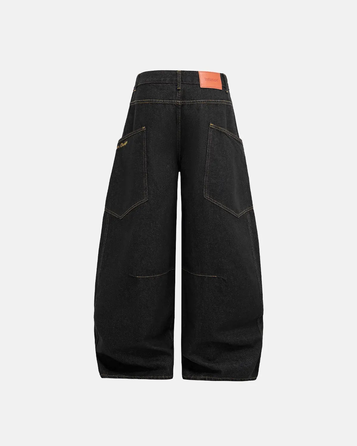 Inflation Super Raw Barrel Jeans, men's streetwear denim with raw finish, front and back view showcasing stylish design details.
