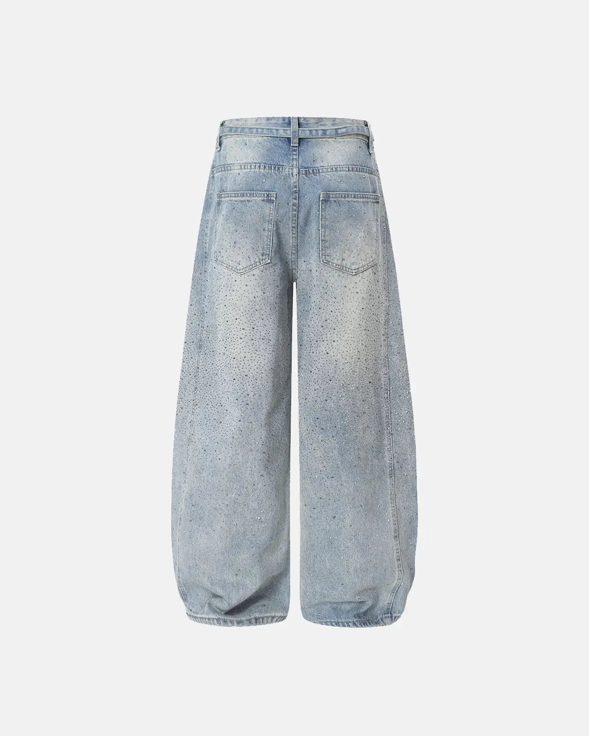 Inflation Rhinestone Baggy Barrel Jeans featuring rhinestone embellishments and a loose fit, streetwear style, shown in the image.