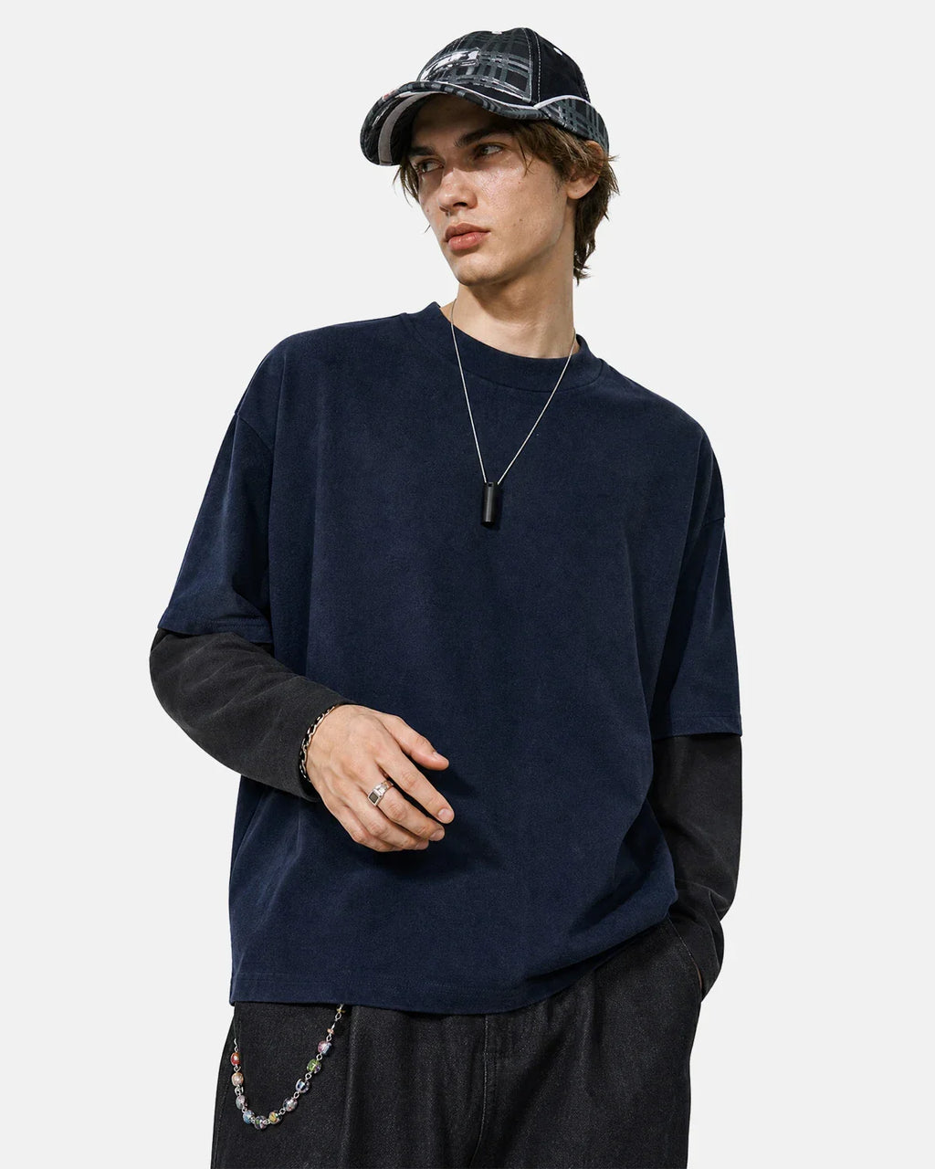 Inflation Streetwear color block long sleeve tee in vibrant shades, featuring a casual fit and bold design.