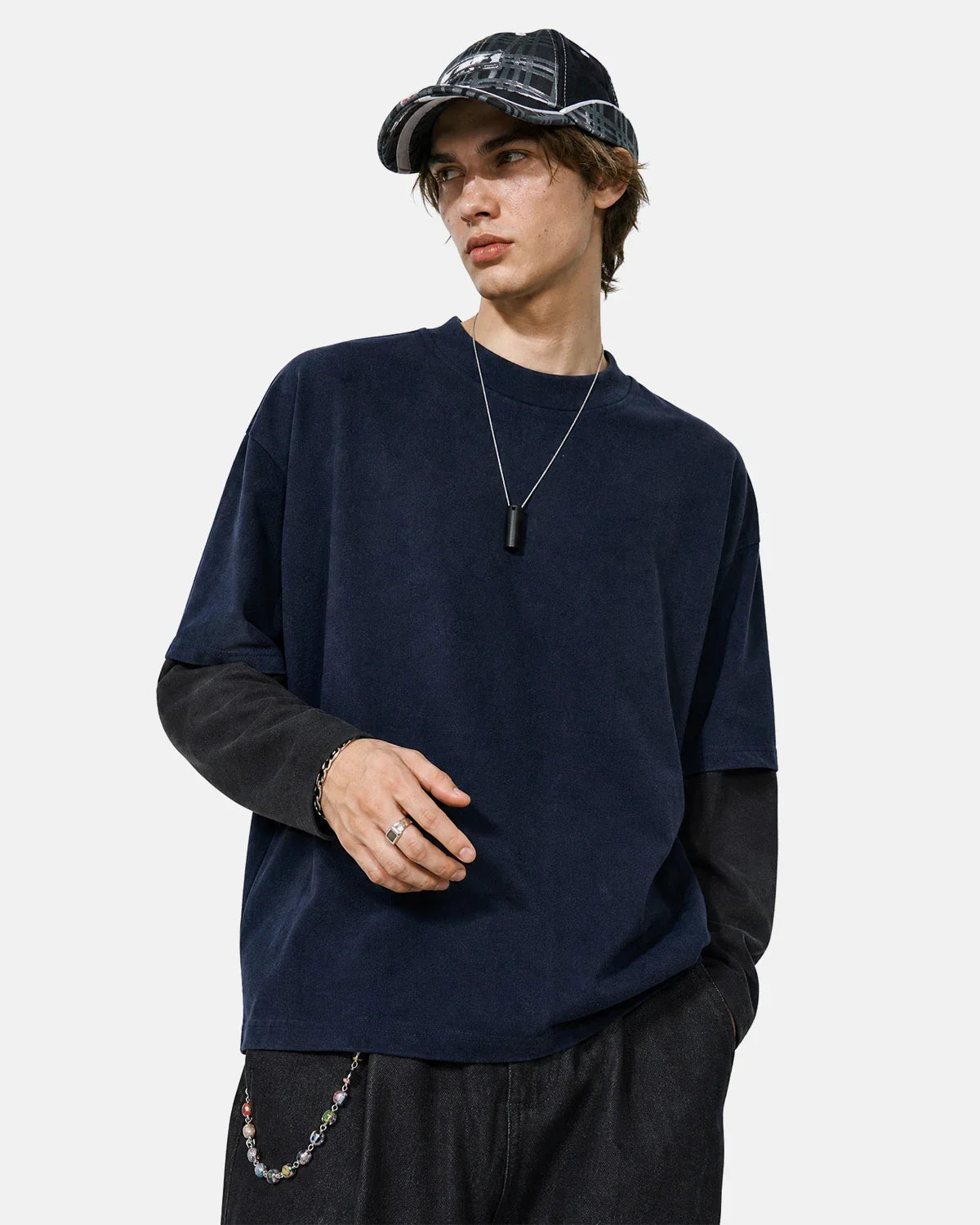 Inflation Streetwear color block long sleeve tee in vibrant shades, featuring a casual fit and bold design.