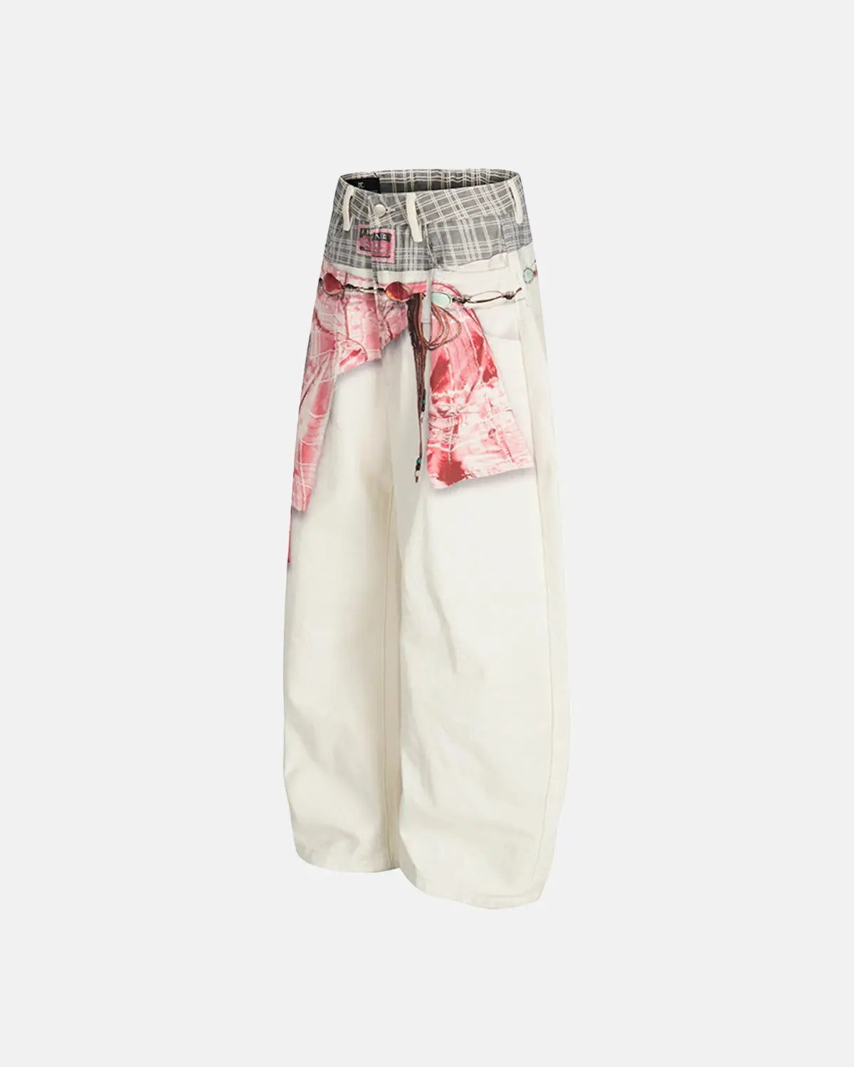 Inflation Digital Printing Baggy Jeans featuring bold graphic design, relaxed fit, and streetwear style, displayed on a hanger.