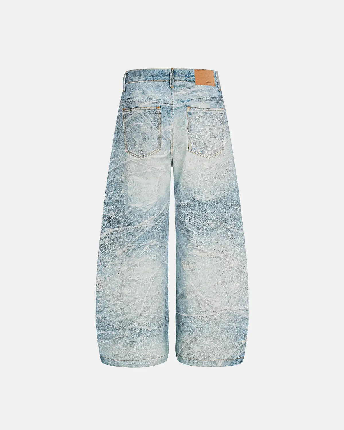 Inflation Rhinestone Lightning Baggy Barrel Jeans featuring rhinestone lightning designs and a loose, stylish streetwear fit.