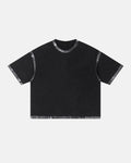 Inflation Streetwear Dirty Wash Heavyweight Boxy T-shirt with a relaxed fit, showcasing distressed fabric and bold design details.