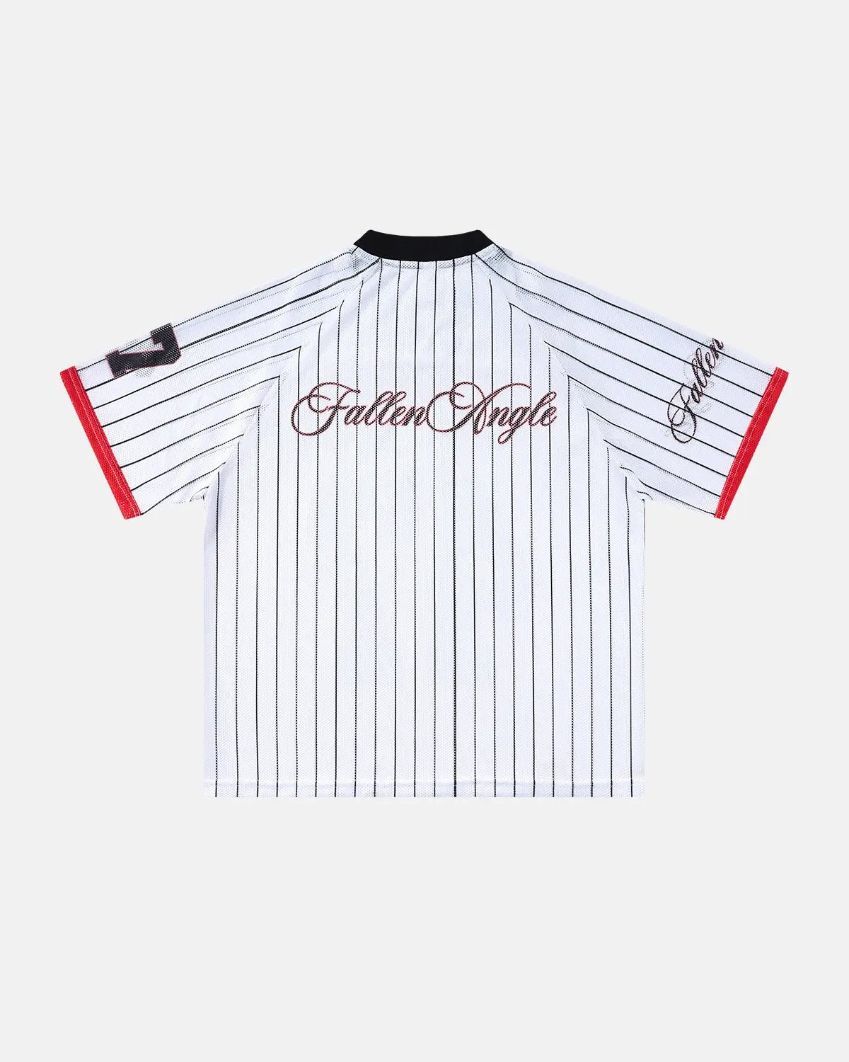 Inflation Streetwear pinstripe number mesh jersey featuring a sleek, lightweight design with breathable mesh fabric and bold pinstripe details.