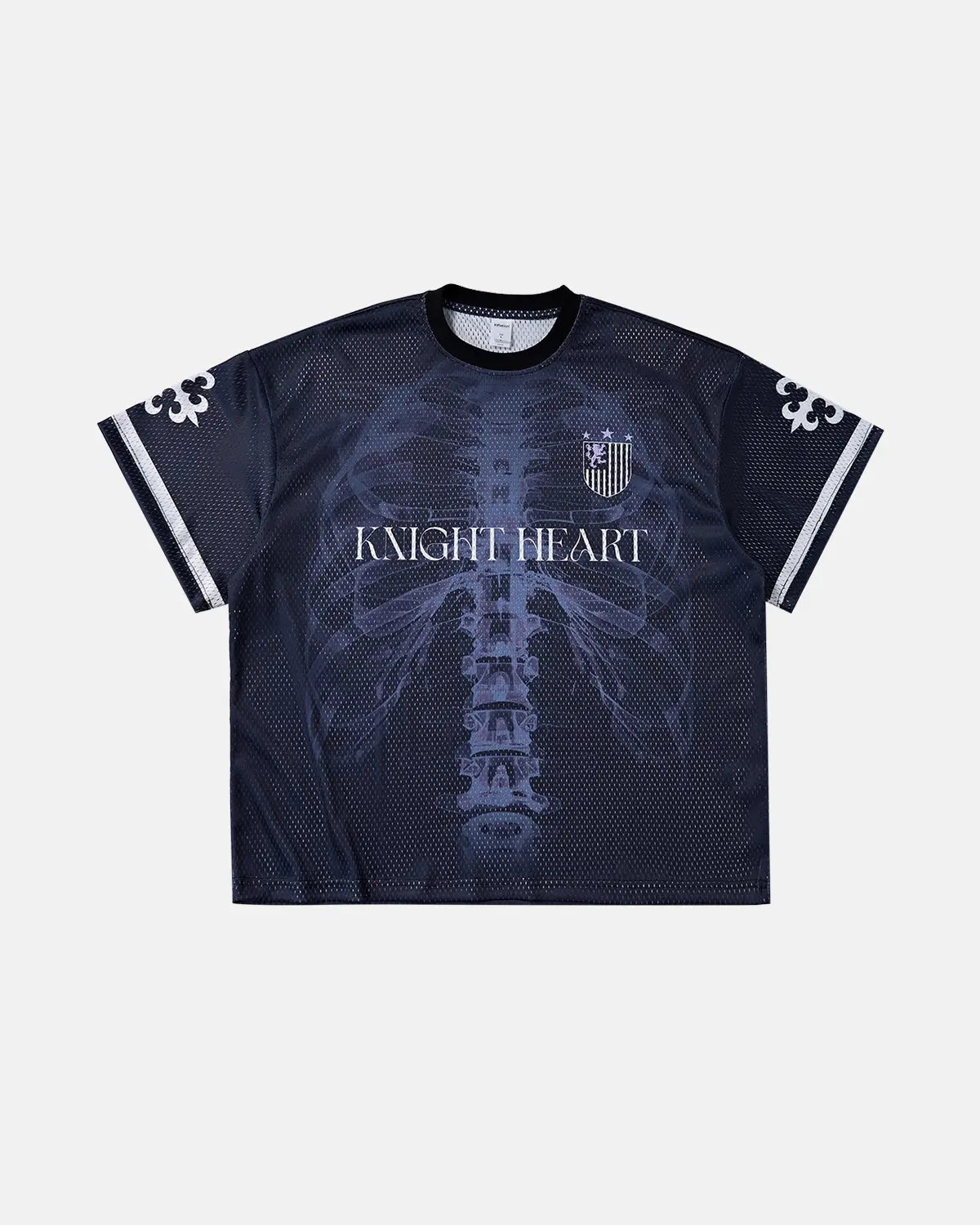 Inflation streetwear X-Ray Skeleton Graphic Mesh Jersey featuring a detailed skeletal print on lightweight mesh fabric.