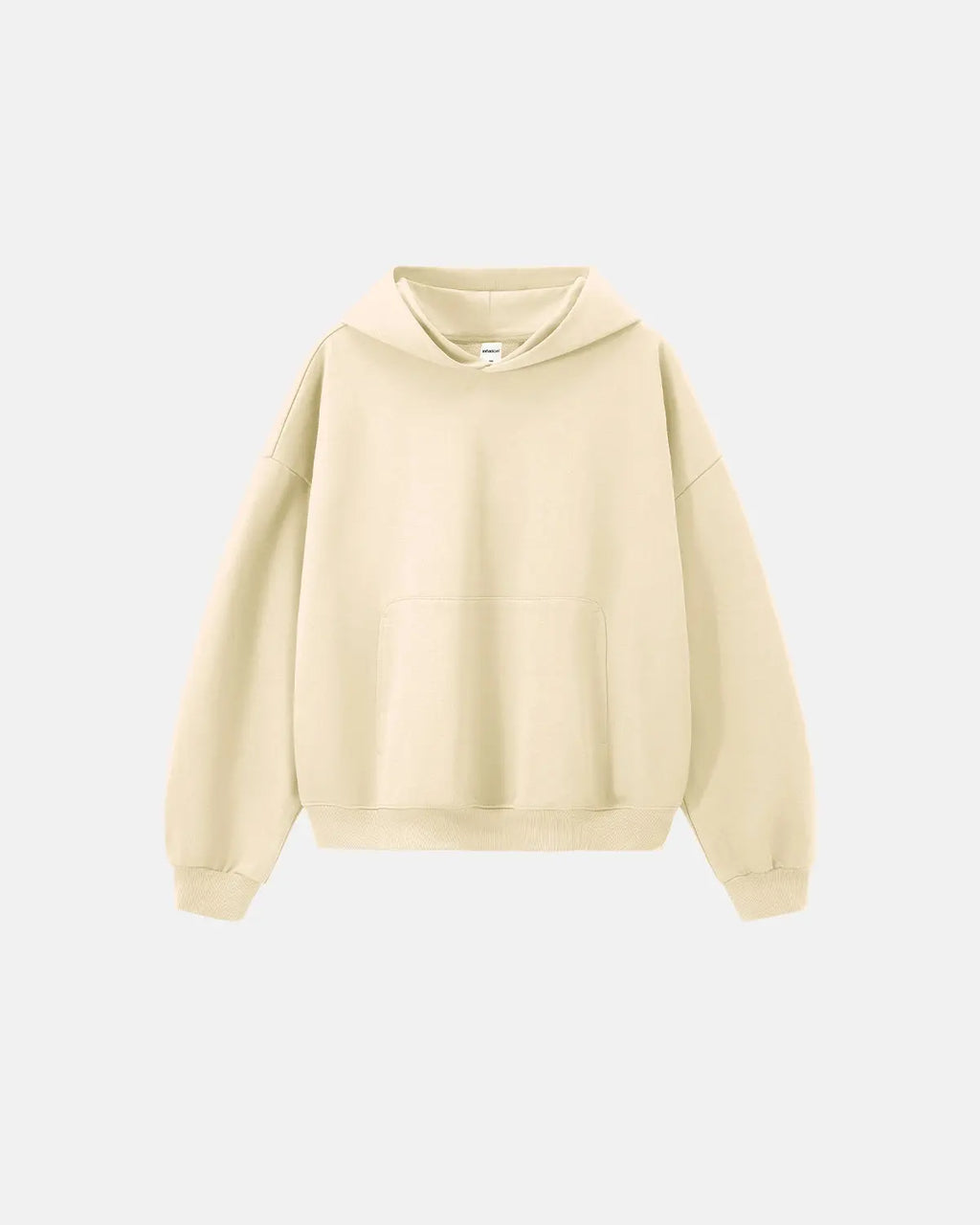 Blank boxy fit French Terry hoodie by INFLATION, featuring a casual style and comfortable fabric, shown in a neutral color.