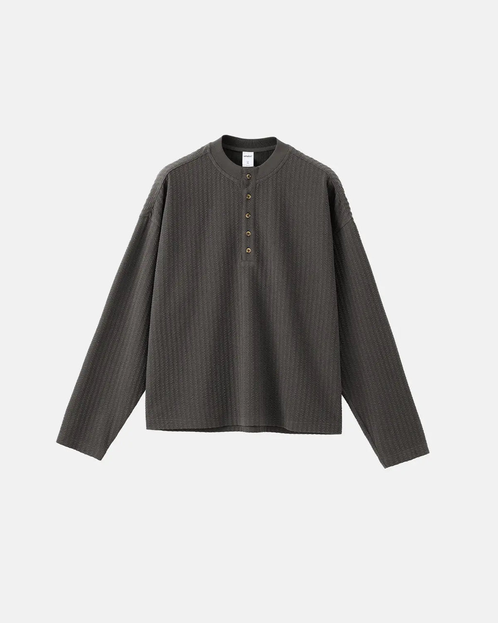 Inflation Streetwear Old Money Henley long sleeve T-shirt in neutral color, featuring a classic collar and button placket.