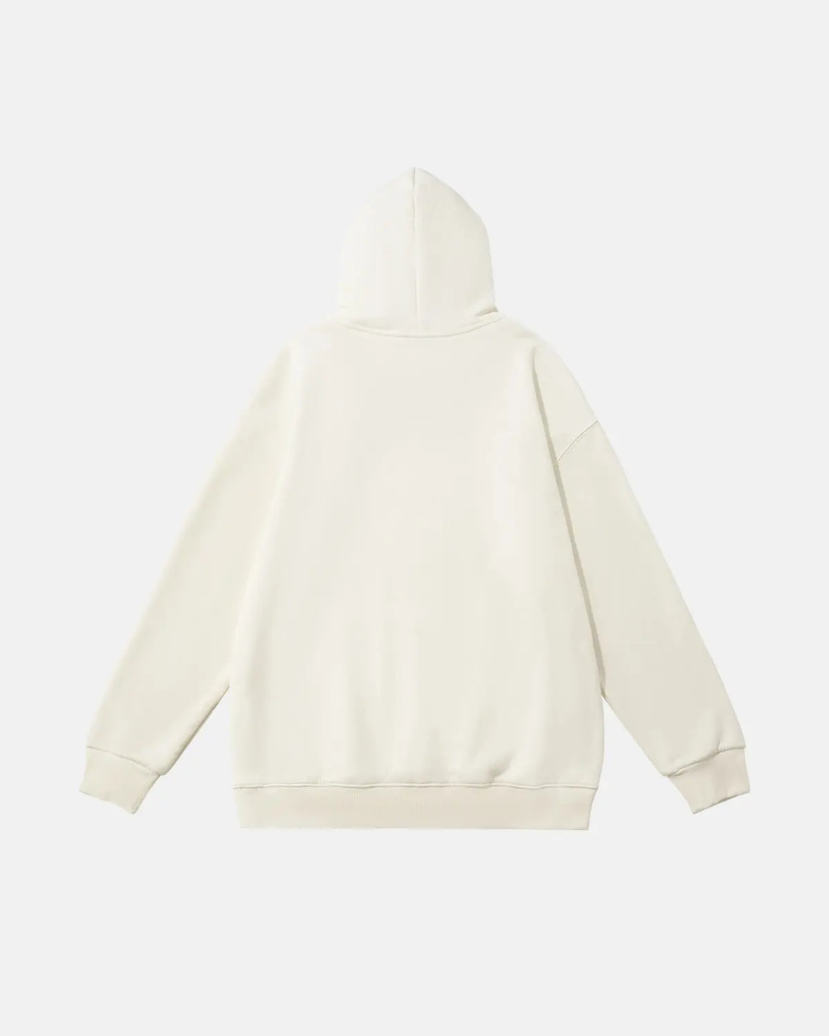 Inflation streetwear thermal oversized hoodie in neutral color, featuring a relaxed fit and brand logo on the front.