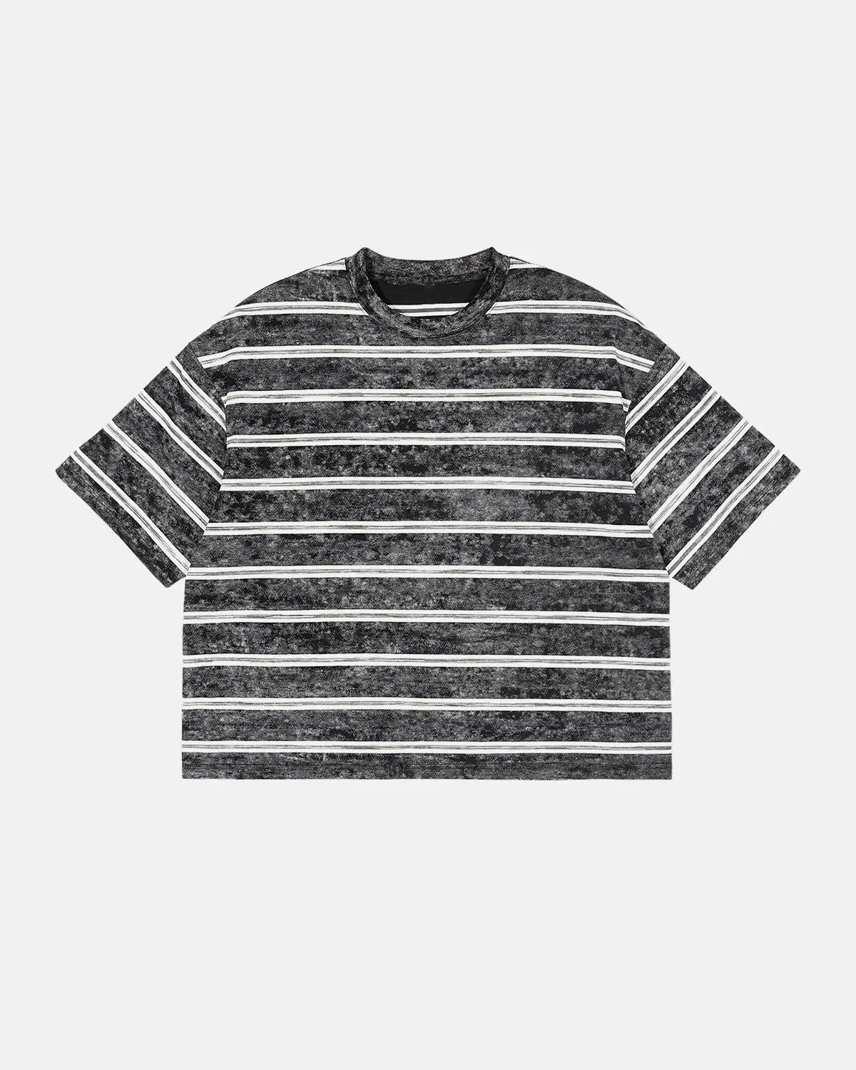 Vintage washed striped boxy T-shirt by INFLATION Streetwear, featuring a relaxed fit and casual style.