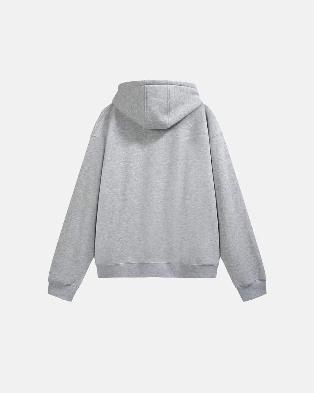 Inflation Streetwear fleece zip-up oversized hoodie, soft fabric with a front zipper and relaxed fit, styled for casual wear.