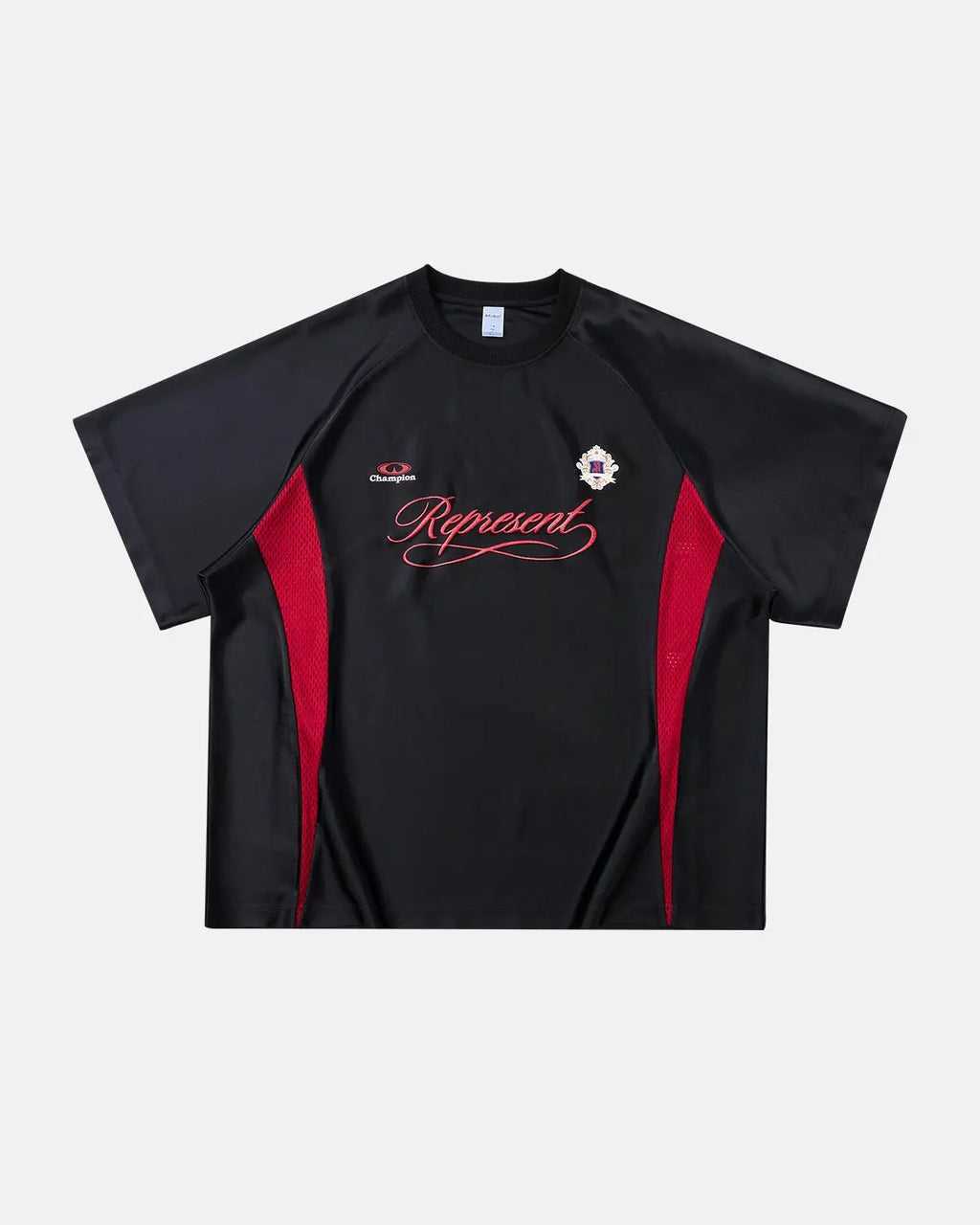 Retro Colorblock Football Jersey by INFLATION featuring bold color blocks and classic sports jersey design.