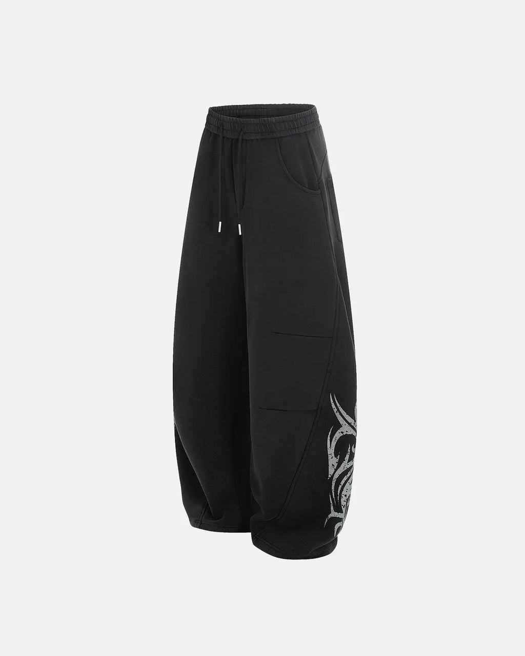 Washed distressed barrel sweatpants by INFLATION featuring a relaxed fit and distressed details in a comfortable streetwear style.
