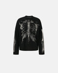 Skeleton graphic washed long sleeve shirt by INFLATION with distressed fabric and skull print design.