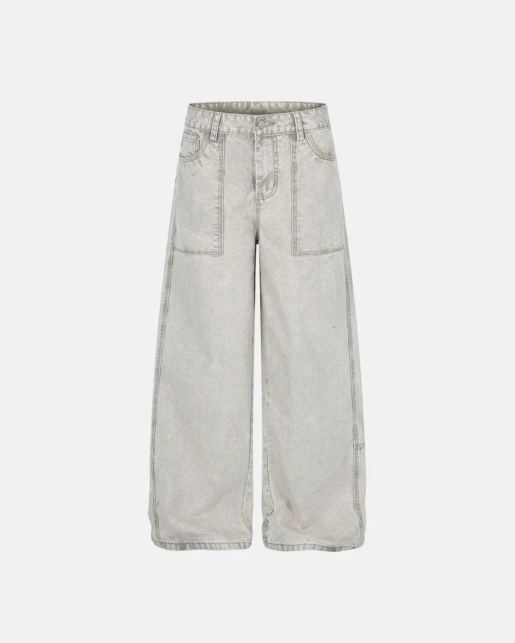 Deconstructed distressed barrel jeans by INFLATION Streetwear, featuring ripped details and a relaxed fit.