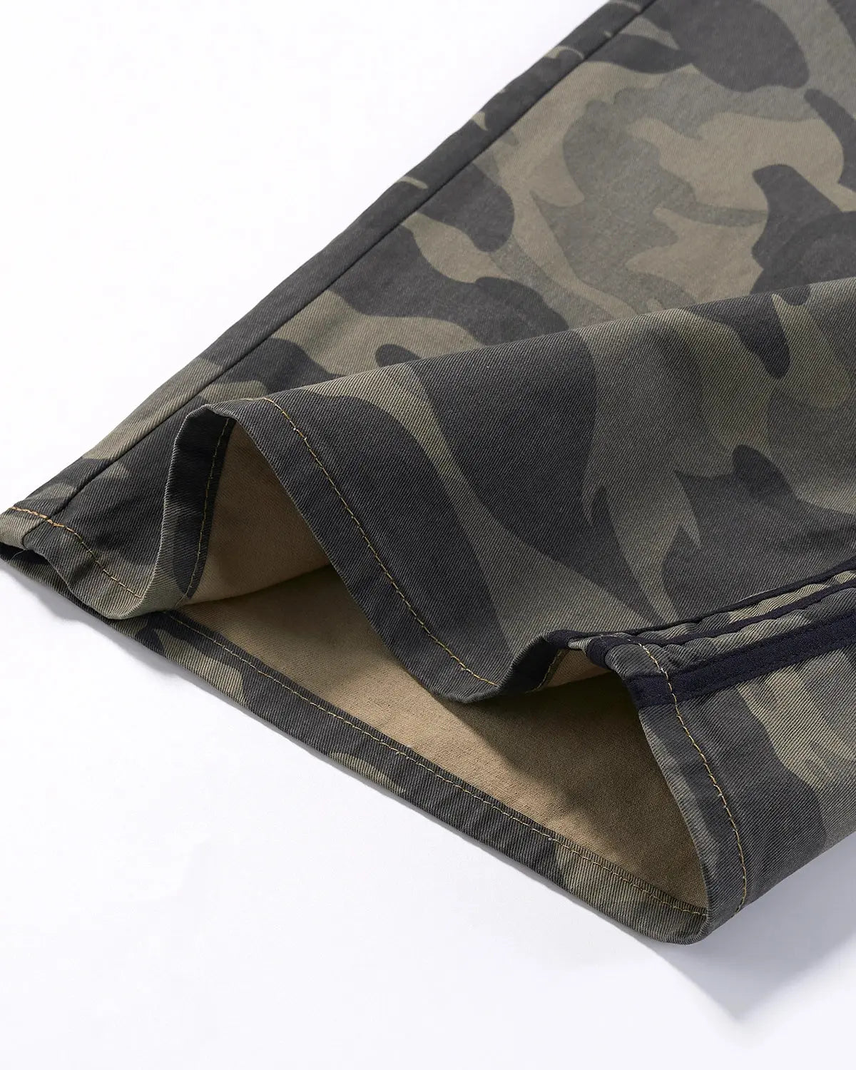 Inflation streetwear camo side stripe wide-leg pants featuring a relaxed fit and bold camouflage pattern.
