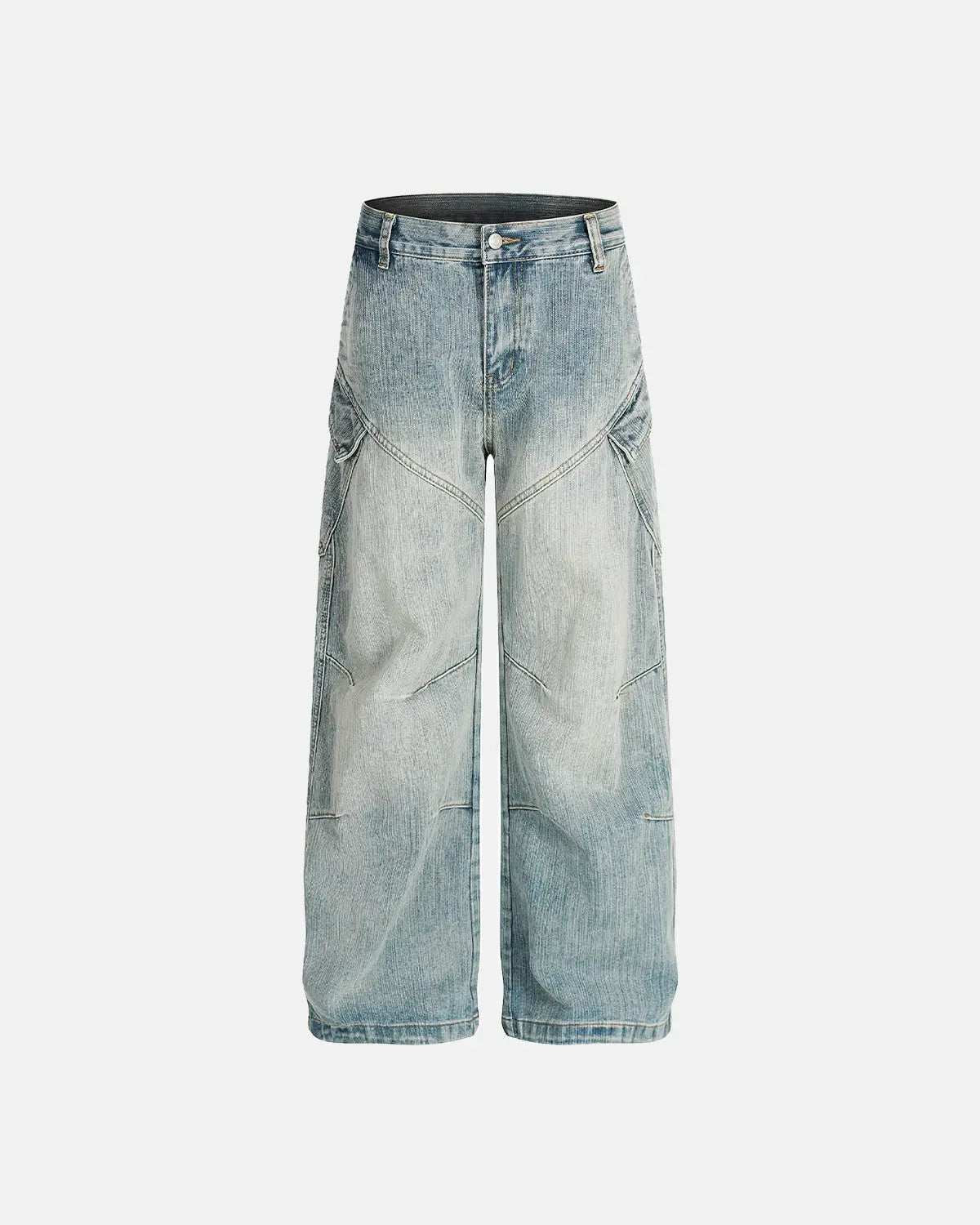 Inflation Stitching Bamboo Weave Baggy Jeans with relaxed fit and detailed stitching, perfect for streetwear fashion.