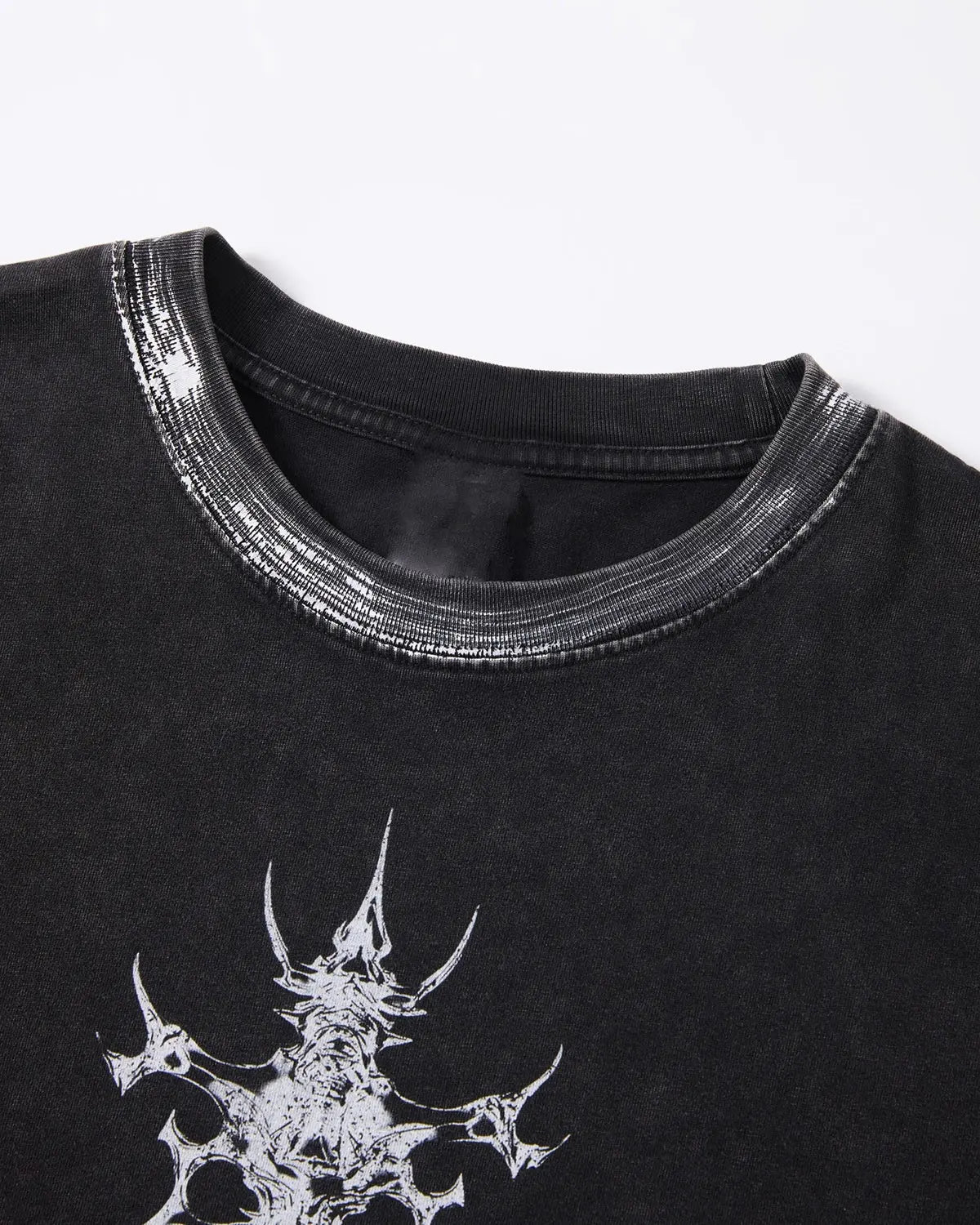 Distressed painted graphic boxy T-shirt by INFLATION Streetwear featuring bold artistic design and relaxed fit.