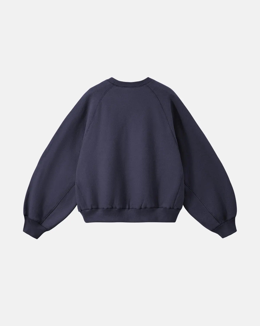 Inflation streetwear batwing sleeve fleece crewneck sweatshirt in black, showing its relaxed fit and cozy fleece material.