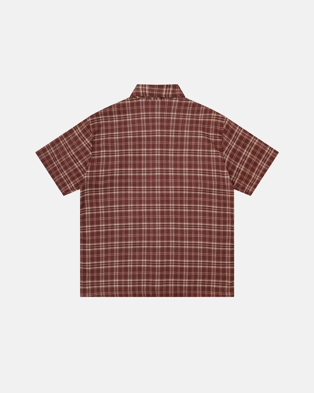 Inflation Streetwear lettering embroidery plaid shirt featuring a classic button-up design with bold, stylish letter details.