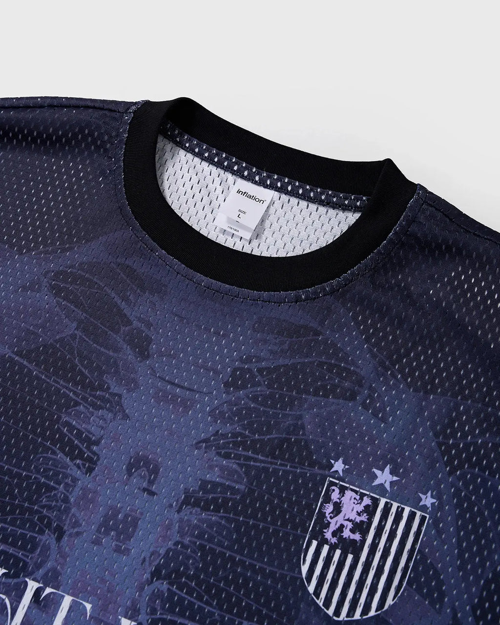 Inflation X-Ray Skeleton Graphic Mesh Jersey showcasing a black mesh fabric with a bold skeleton print for streetwear style.