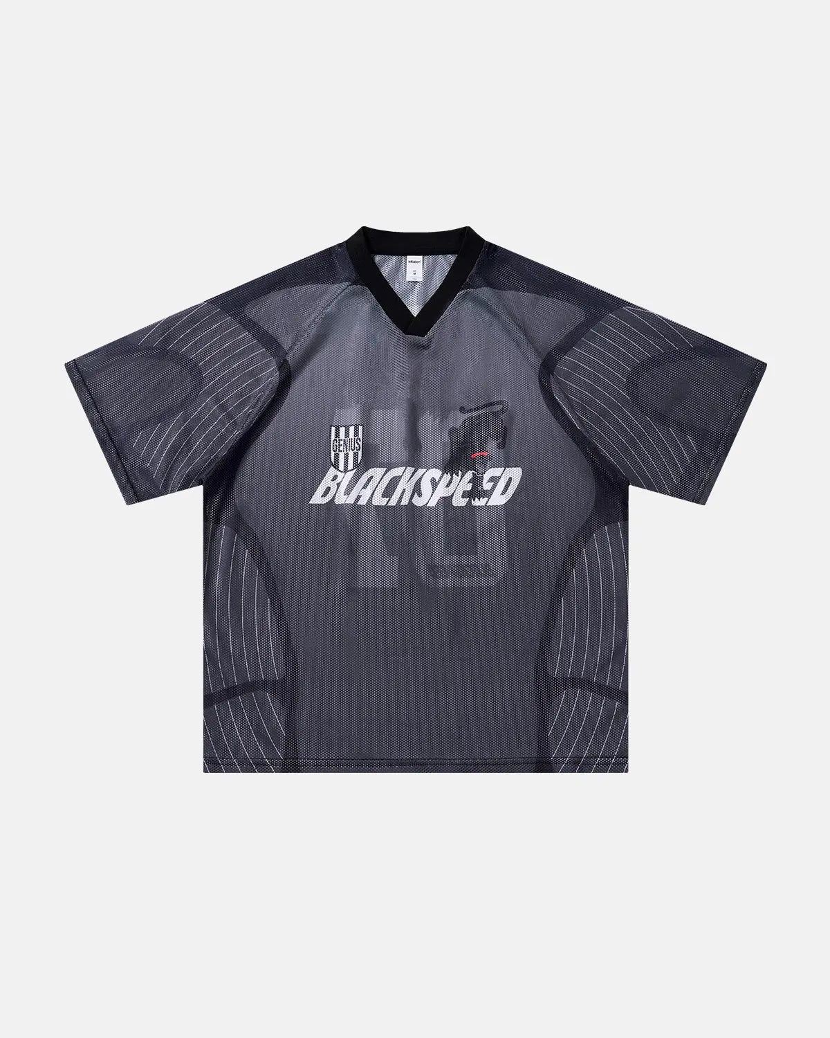 Inflation Athletic Panel Mesh Jersey T-shirt with breathable mesh fabric and sporty design, ideal for streetwear style.