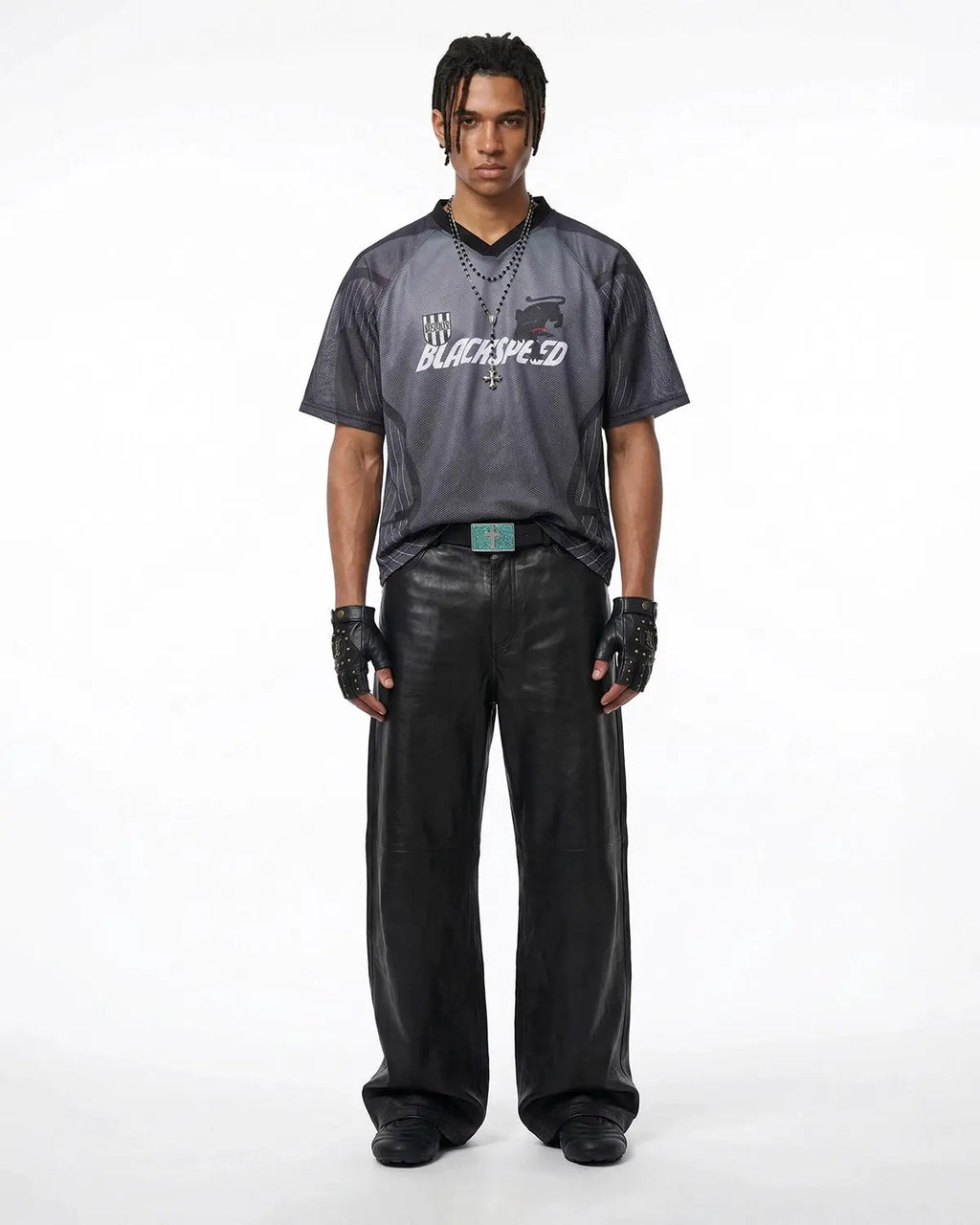 Inflation Athletic Panel Mesh Jersey T-shirt with breathable mesh panels and bold streetwear style, black with graphic accents.