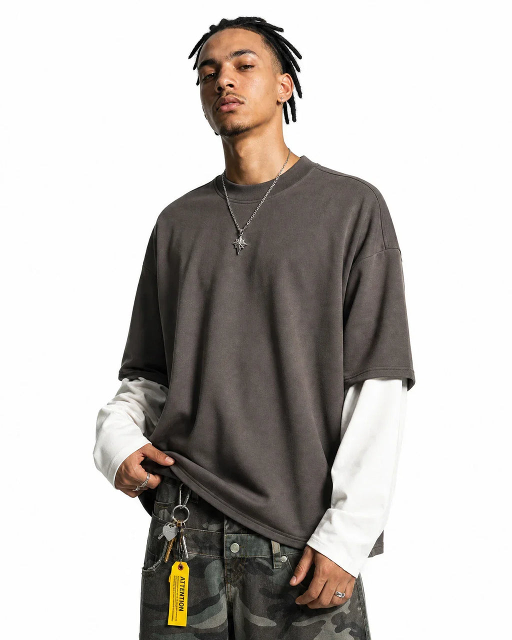 Color block long sleeve tee from Inflation Streetwear featuring bold color panels and a comfortable fit.