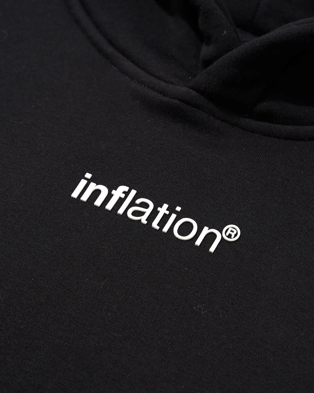 Inflation Logo Thermal Oversized Hoodie featuring a large front logo, cozy thermal fabric, and oversized fit for streetwear style.