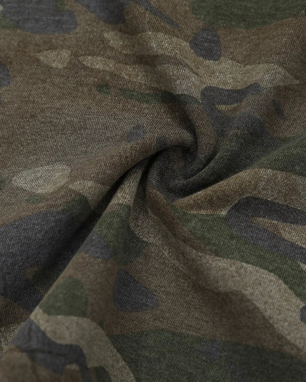 Vintage camo patch graphic T-shirt by INFLATION featuring streetwear style with bold camouflage and patch design.