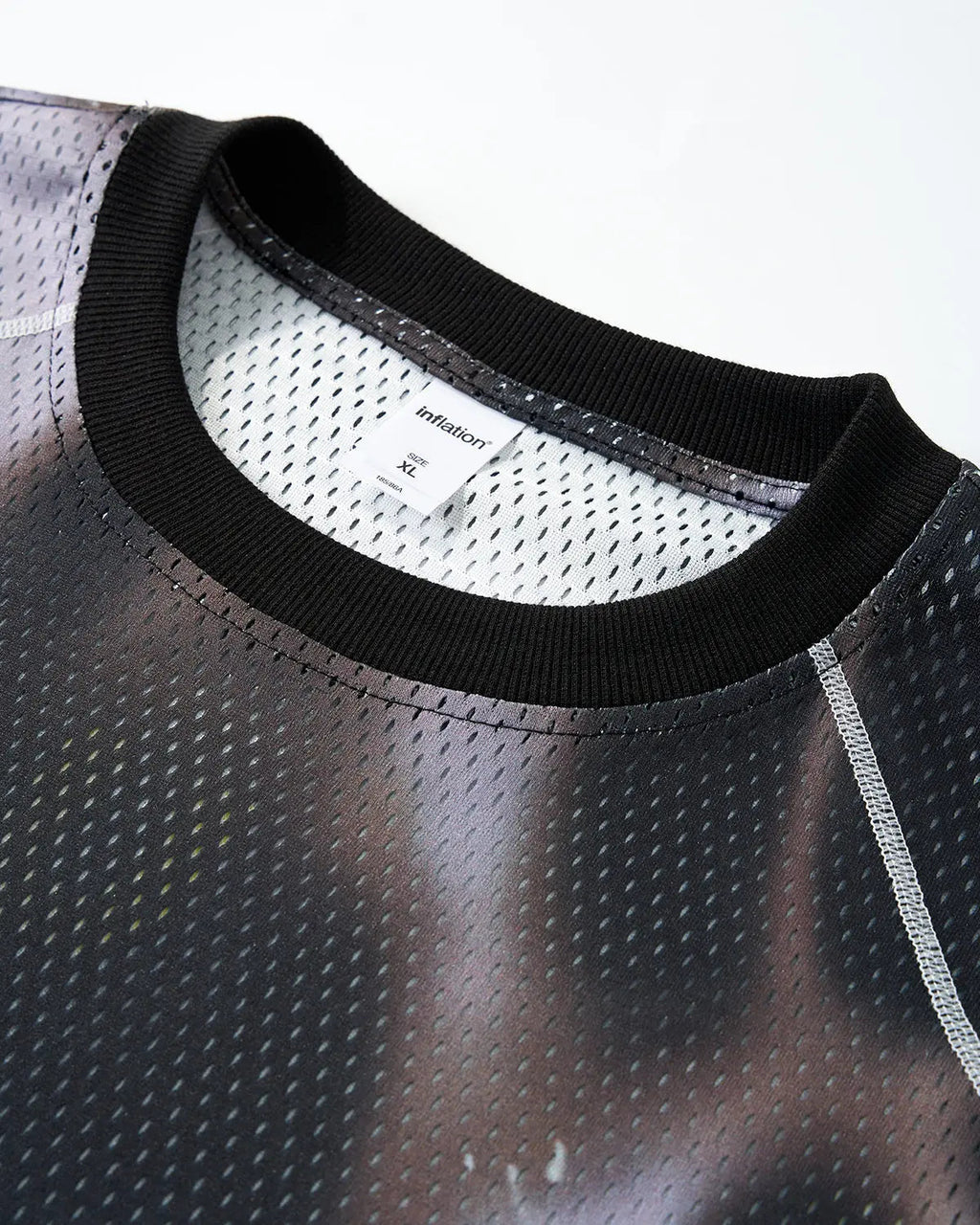 Inflation Streetwear breathable mesh digital printing jersey displaying vibrant design and lightweight fabric for urban fashion.