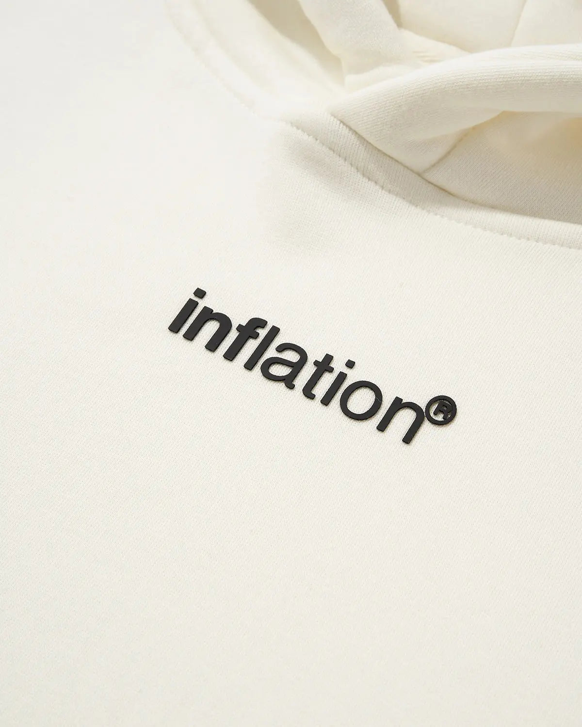 Inflation Brand thermal oversized hoodie in neutral color, featuring a cozy, relaxed fit and streetwear-inspired style.