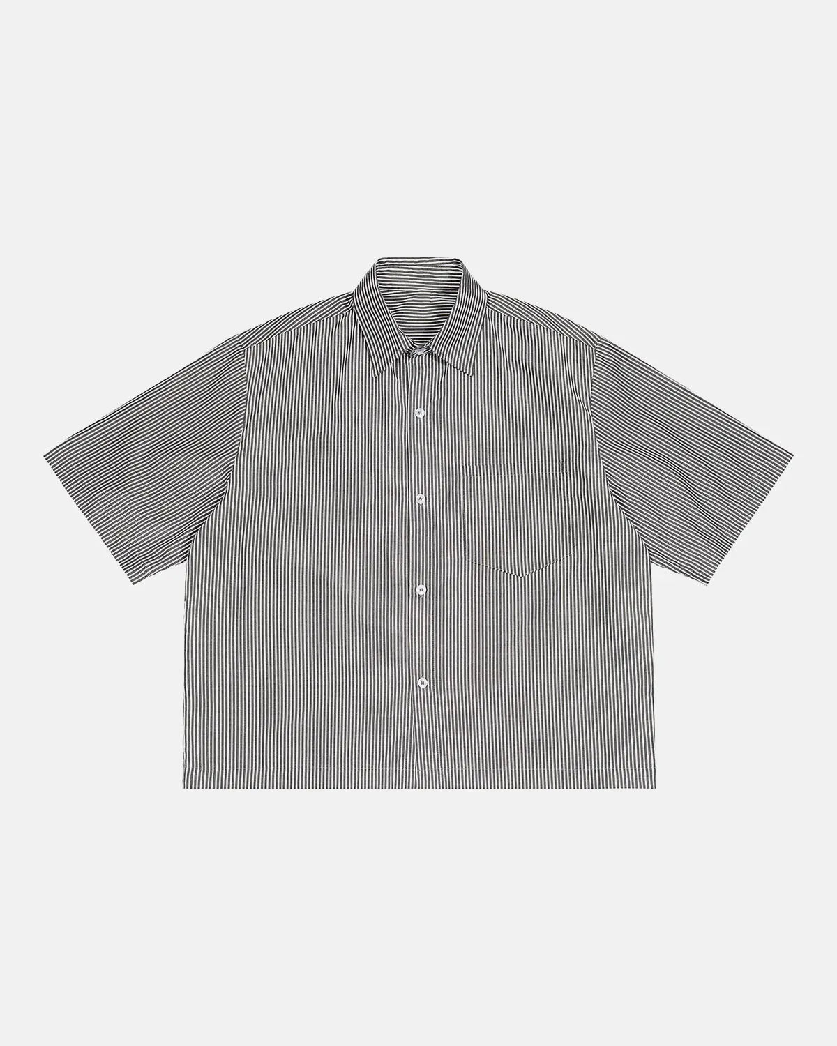 Inflation Streetwear boxy striped short-sleeve shirt with bold horizontal stripes, relaxed fit, and casual style.