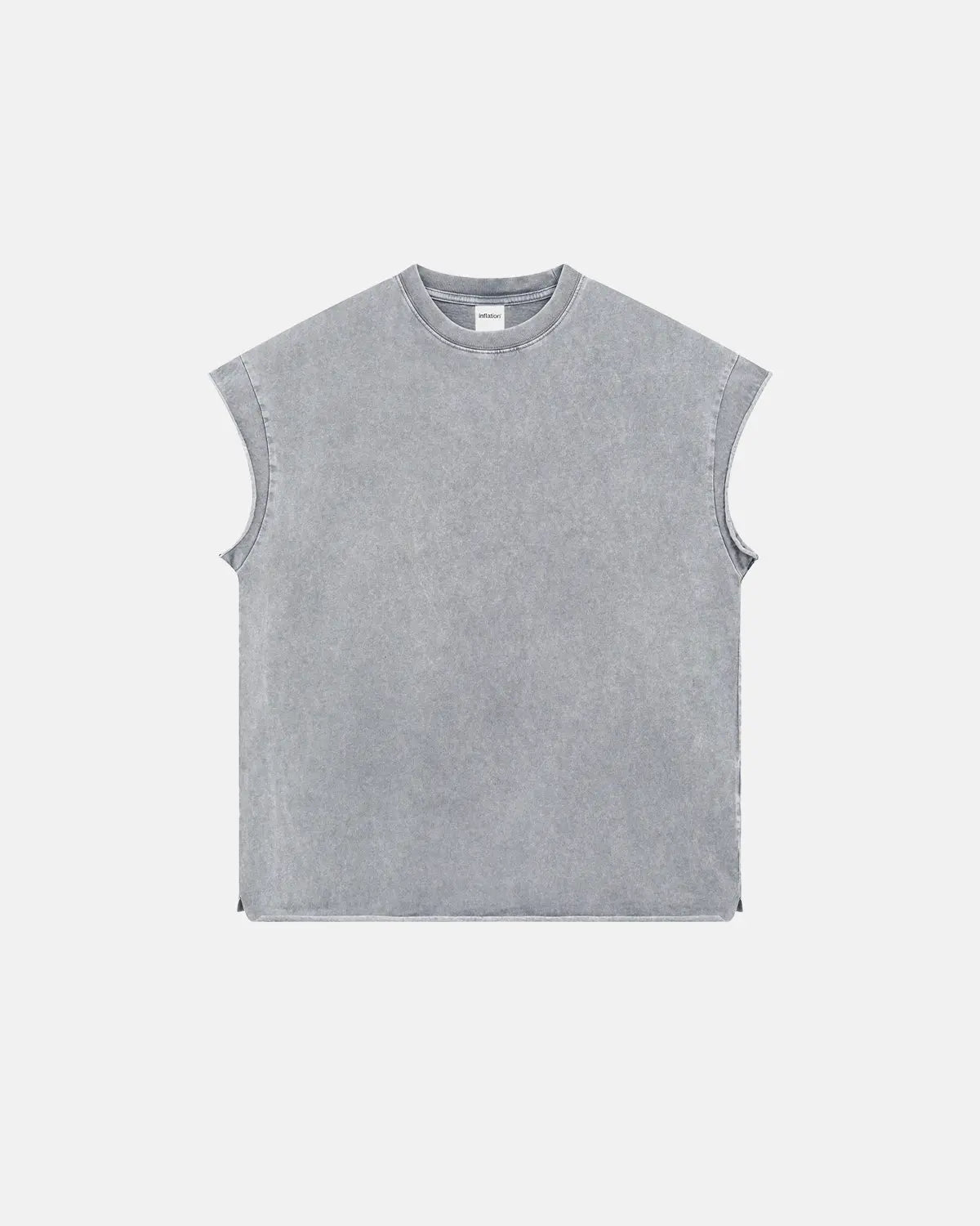 Distressed wash tank top by Inflation Streetwear featuring a casual, worn-in look with faded fabric and distressed details.