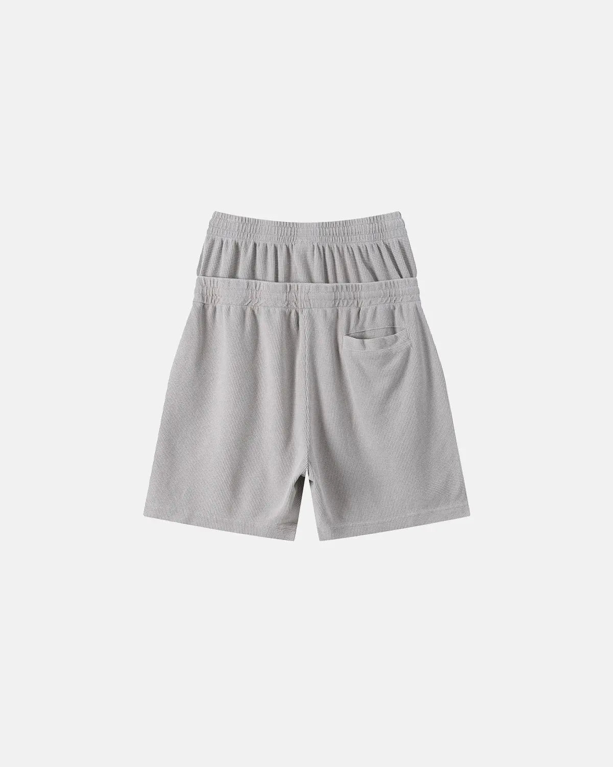 Inflation Streetwear double waist acid wash waffle shorts, stylish casual pants with unique wash pattern and comfortable fit.