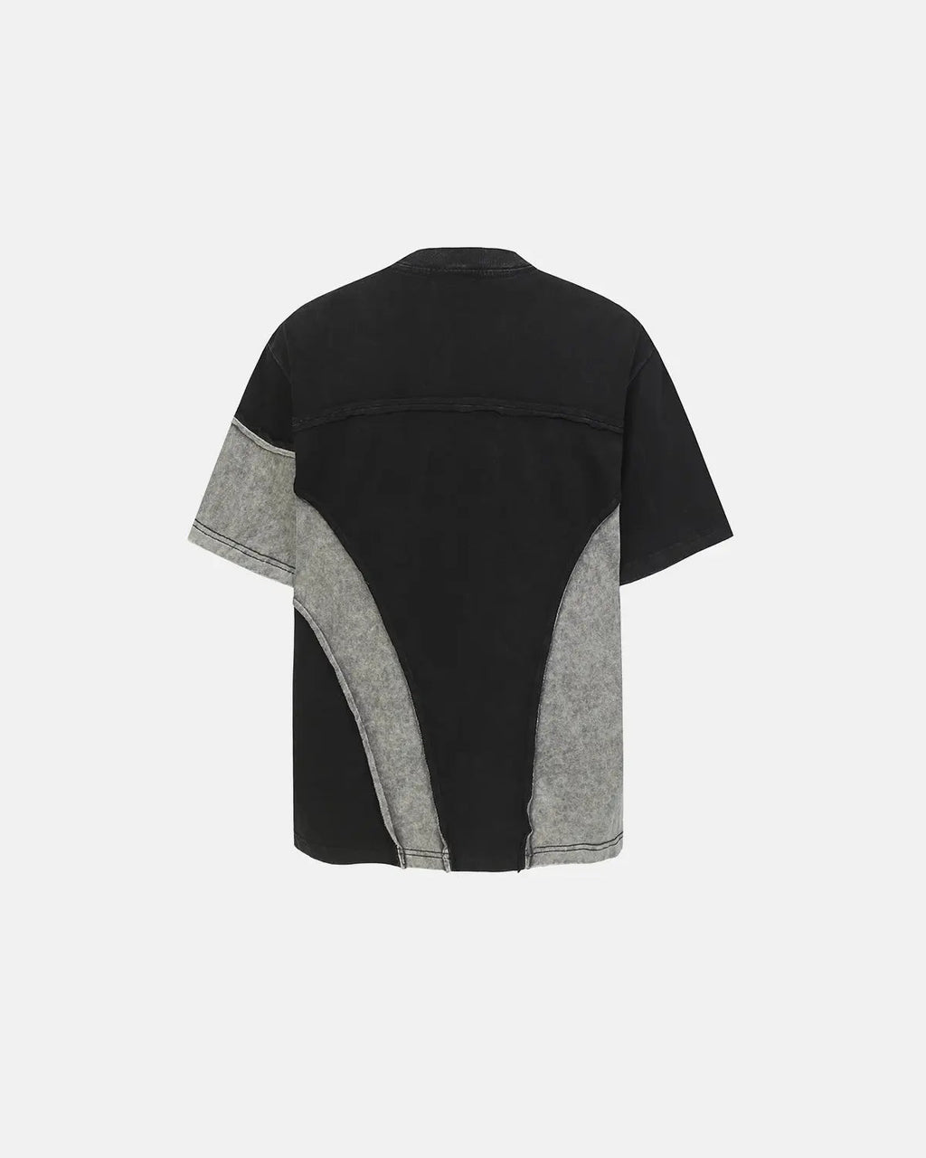 Patchwork washed boxy cropped T-shirt by INFLATION Streetwear with multicolor patchwork design and relaxed fit.